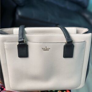 kate spade Cream and Black Structured Leather Tote